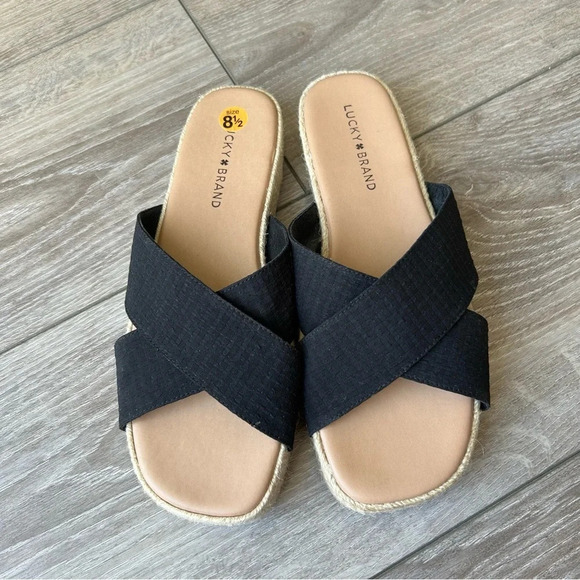 Lucky  Brand Gayte Black/Jute Platform Sandals - Picture 3 of 12